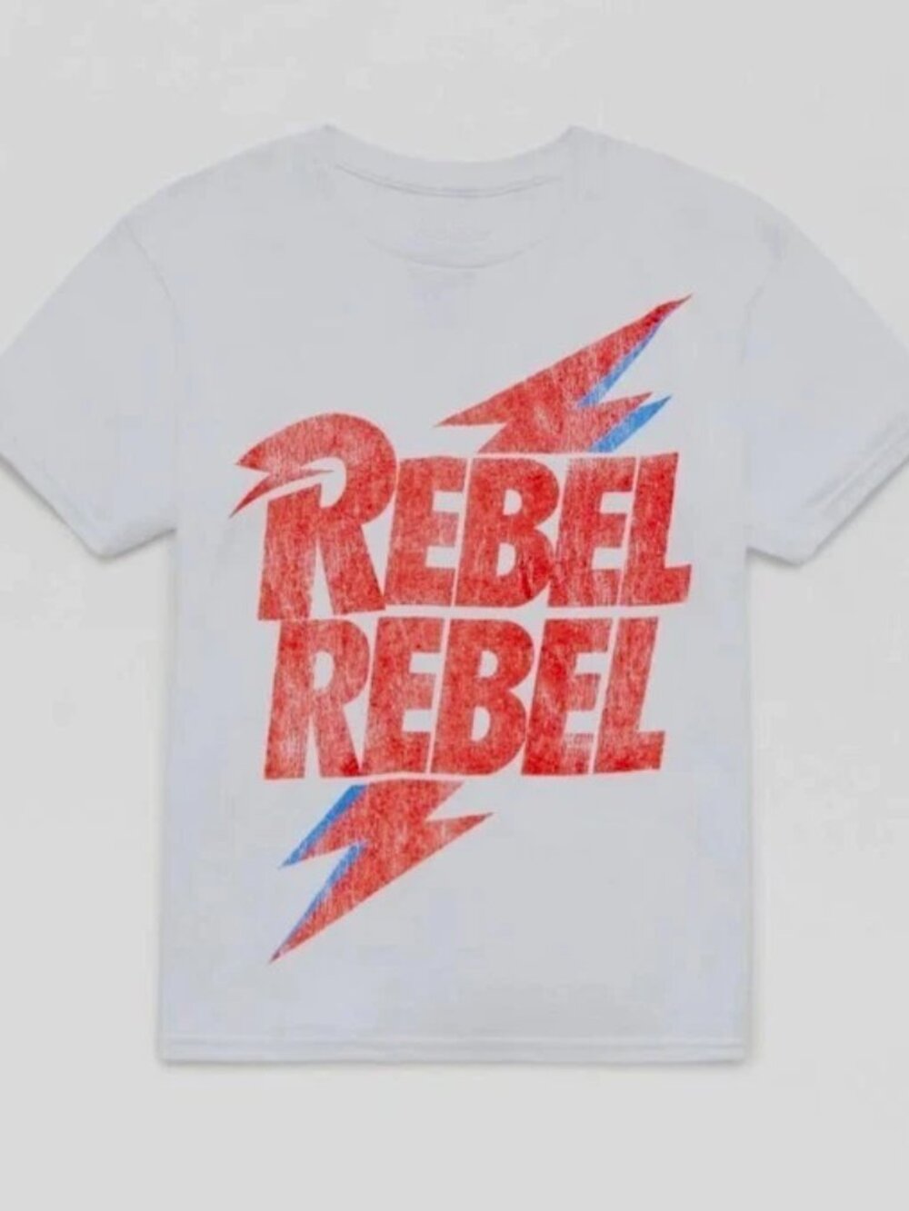 David Bowie Rebel Rebel White Crew Neck Short Sleeve Tshirt Unisex S/M NWT